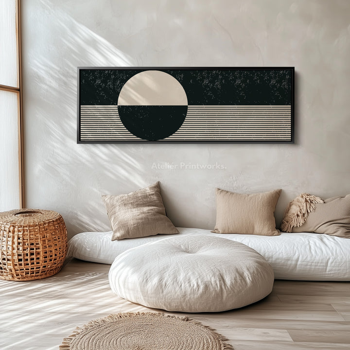 Wide Wall Art Beige Black Panoramic Long Canvas For Living Room