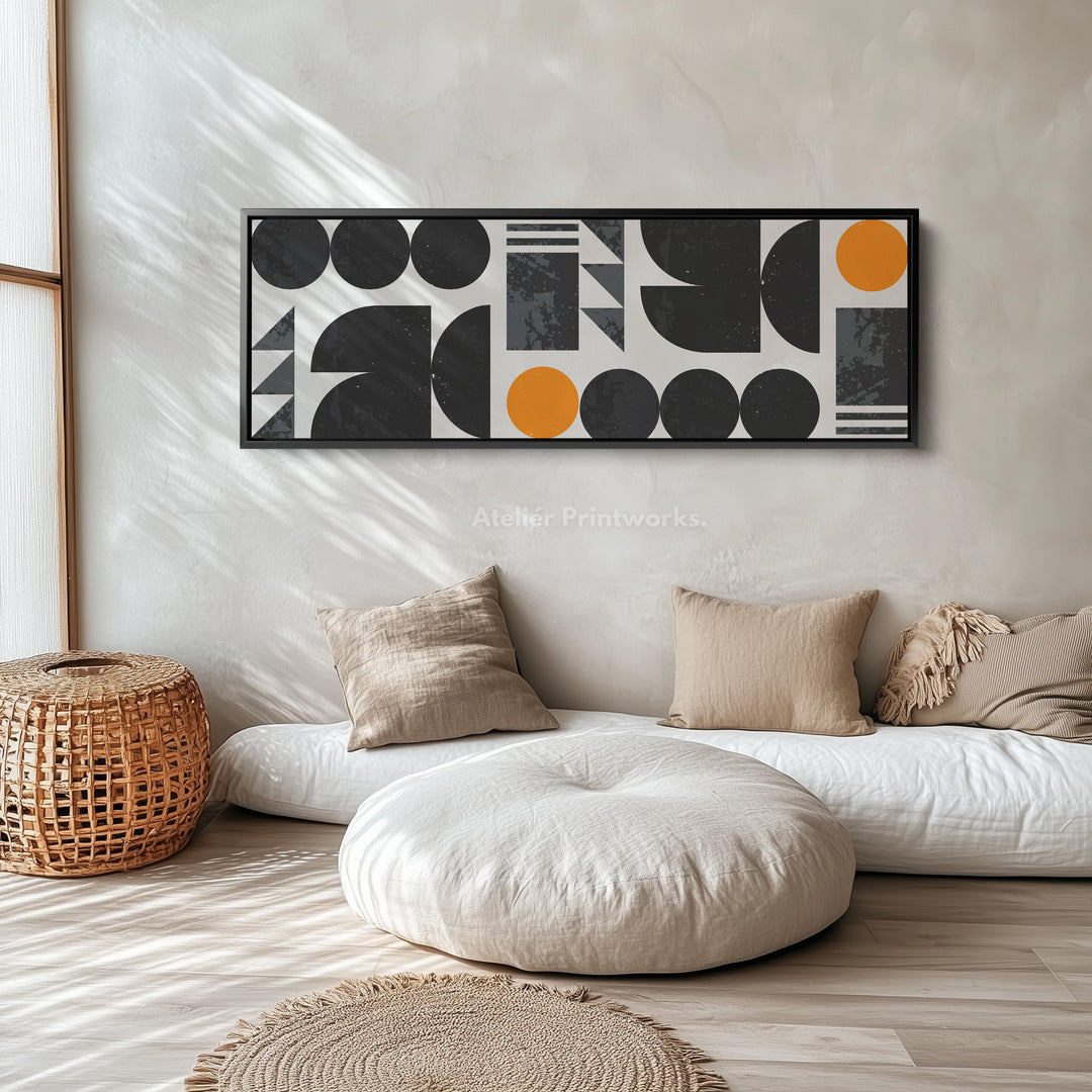 Long Canvas Grey Orange Skinny Horizontal Wall Art Modern Minimalist