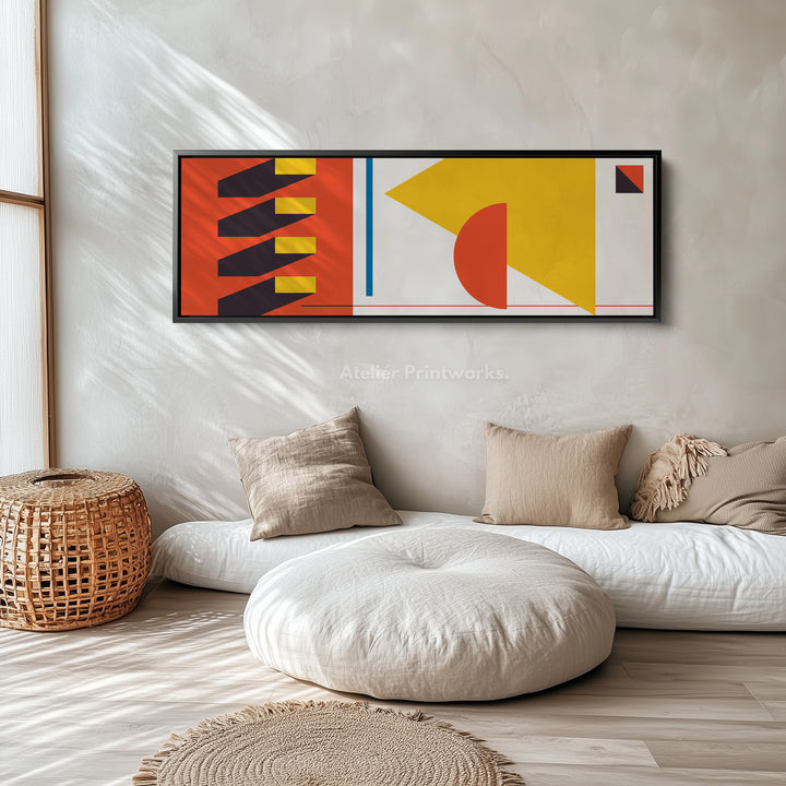 Horizontal Wall Art Yellow Orange Geometric Above Bed Art Living Room