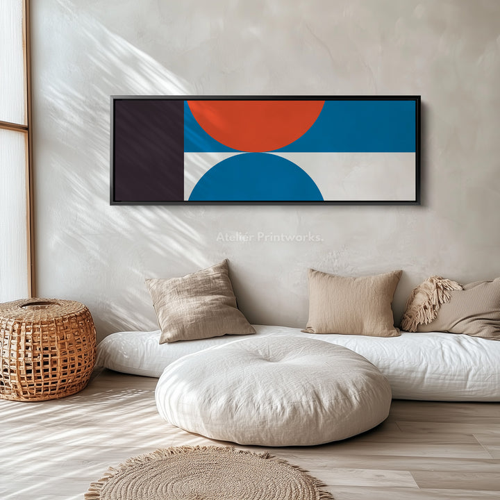 Long Narrow Canvas Blue Orange Minimalist Geometric Wall Art