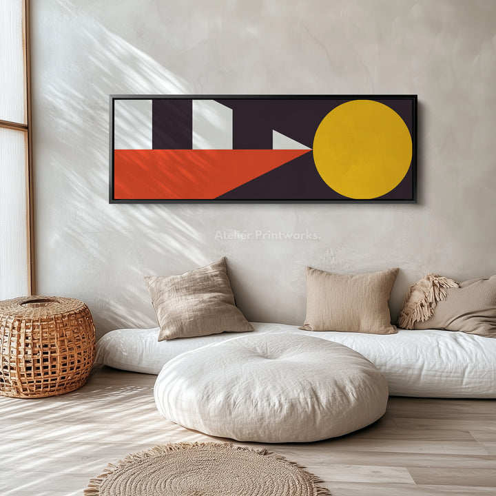 Wide Panoramic Wall Art Yellow Orange Geometric Long Canvas
