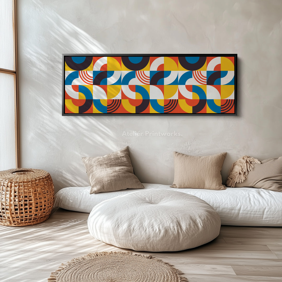 Above Bed Wall Art Yellow Blue Bold Modern Long Canvas