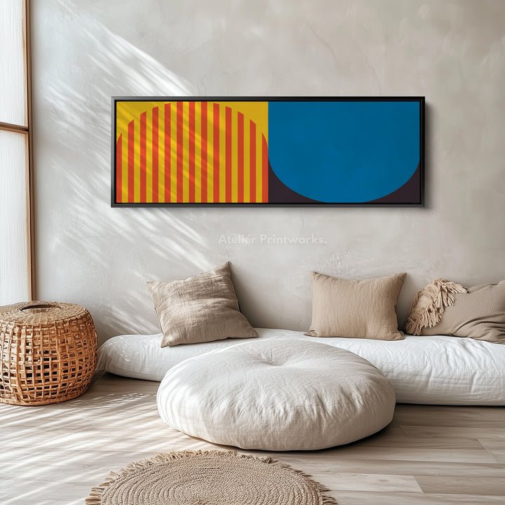 Panoramic Wall Art Yellow Blue Modern Geometric Long Canvas