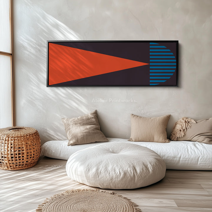 Long Narrow Canvas Blue Yellow Graphic Geometric Wall Art