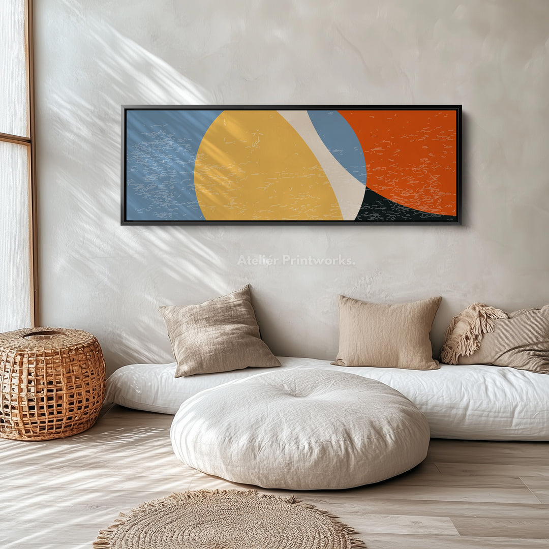 Horizontal Wall Art Yellow Orange Blue Contemporary Canvas