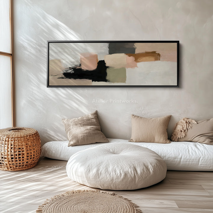 Long Narrow Canvas Neutral Abstract For Bedroom Or Living Room