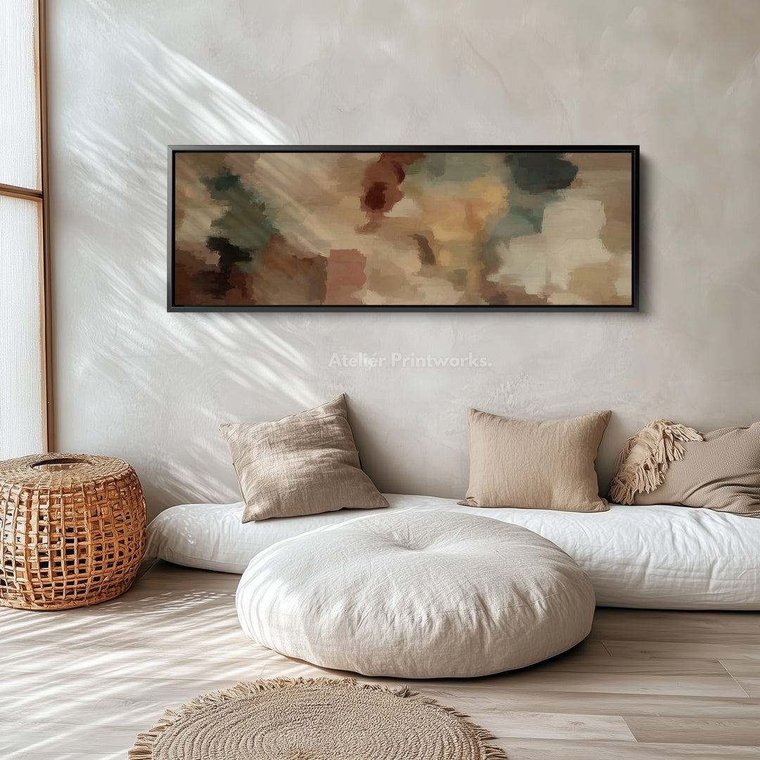 Wide Panoramic Wall Art Earthy Abstract For Living Room