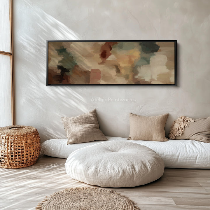 Wide Panoramic Wall Art Earthy Abstract For Living Room