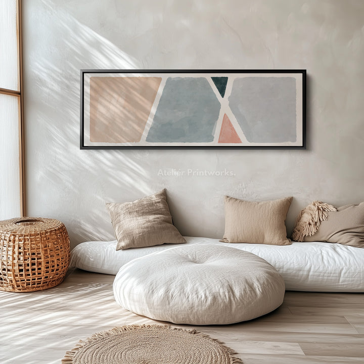 Horizontal Wall Art Geometric Shapes In Beige Grey And Pink