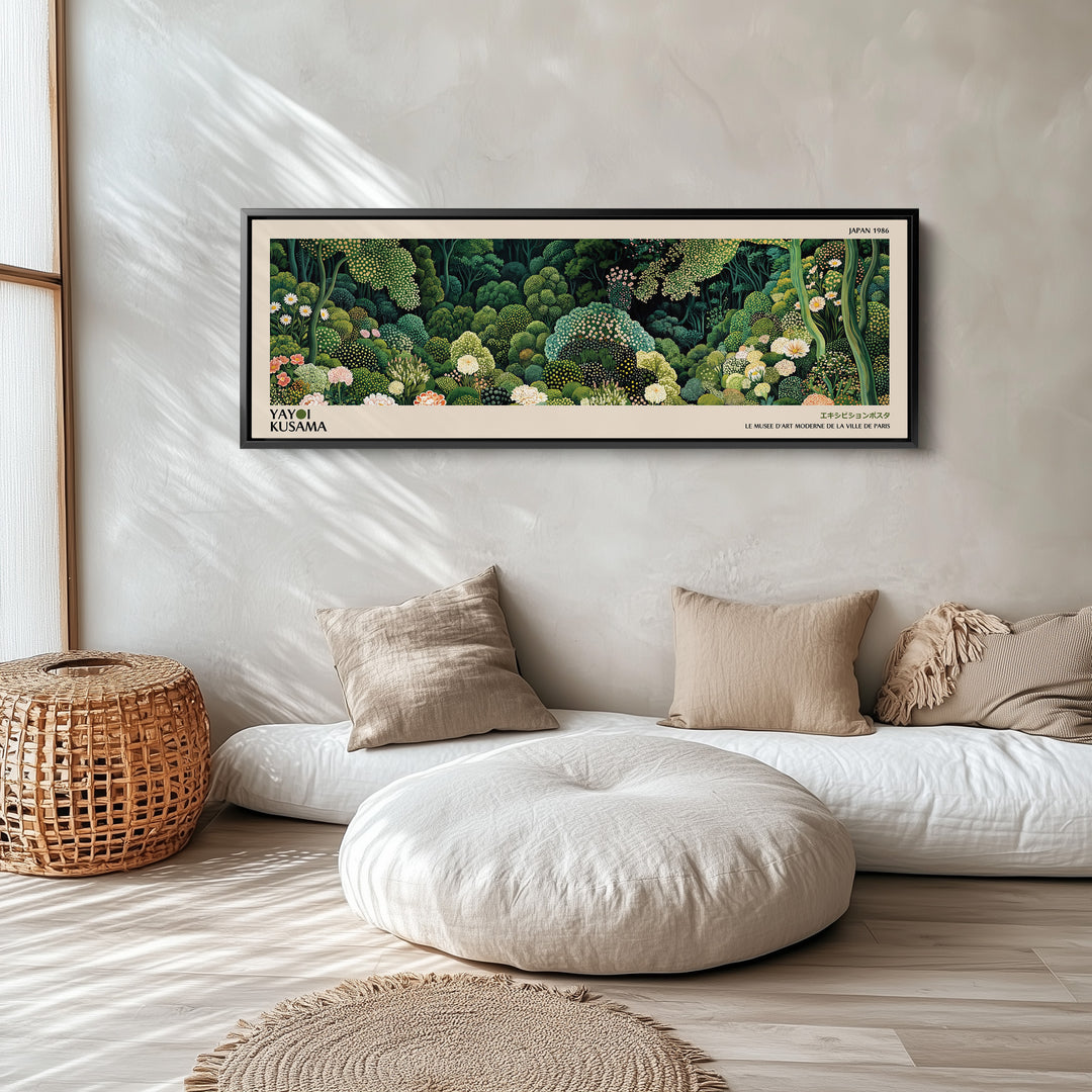 Yayoi Kusama Horizontal Wall Art Dotted Forest Garden Long Canvas For Living Room