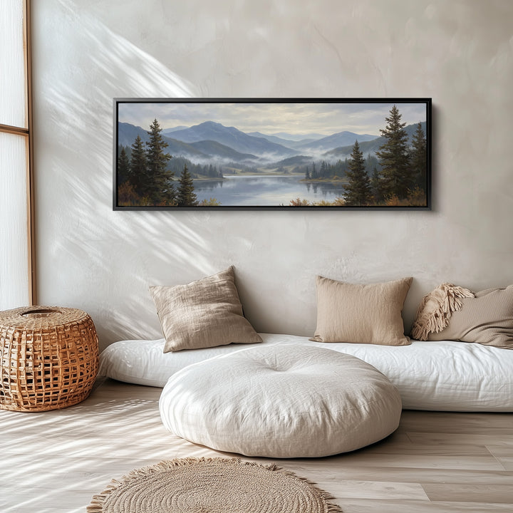 Above Soft Wall Art Mountain Lake With Pine Trees Statement Wall Decor Office