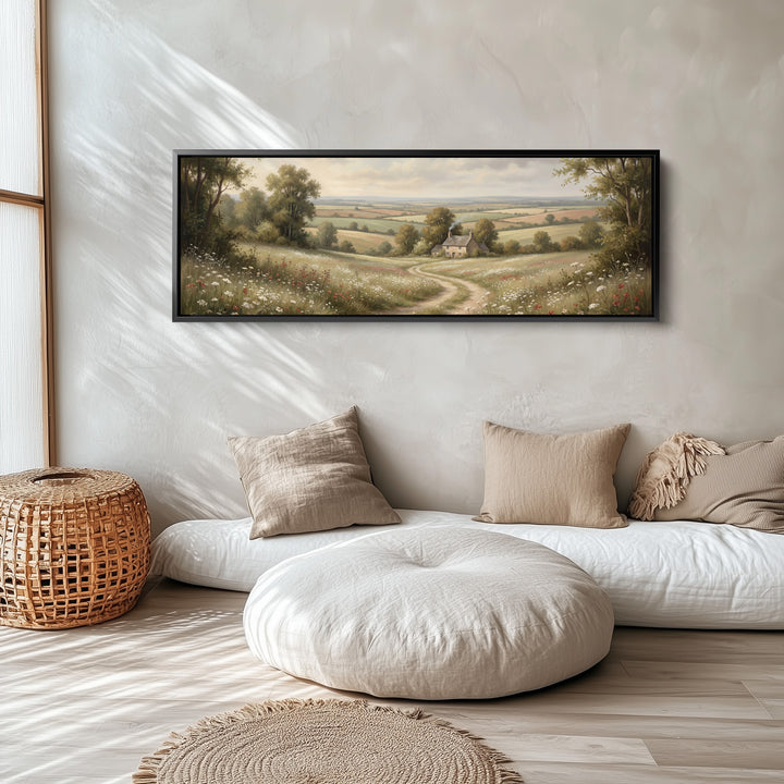 Cottage In Rolling Countryside Horizontal Wall Art Oversized Decor Living Room