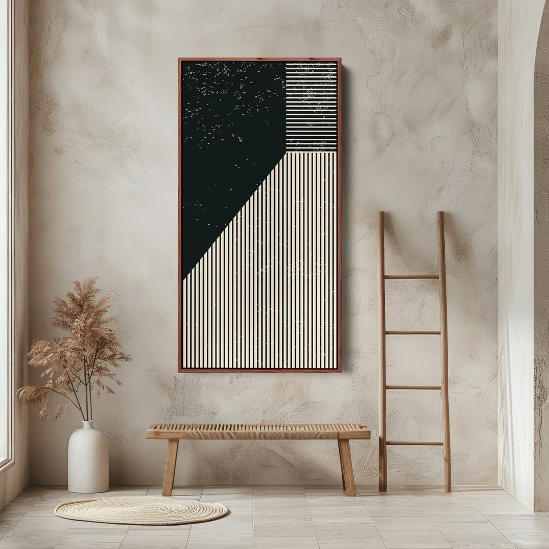 Vertical Wall Art Geometric Stripe Blocks Tall Canvas For Office