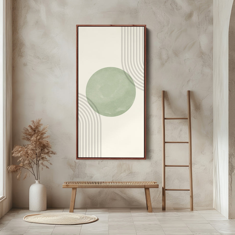 Vertical Wall Art Soft Green Circle Portrait Wall Art For Bedroom