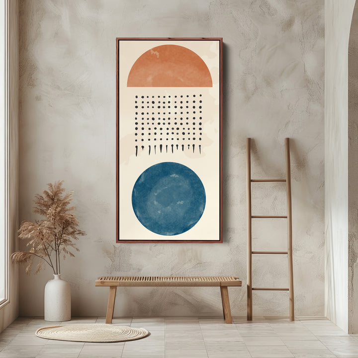 Vertical Wall Art Abstract Circles Dots Tall Canvas For Living Room