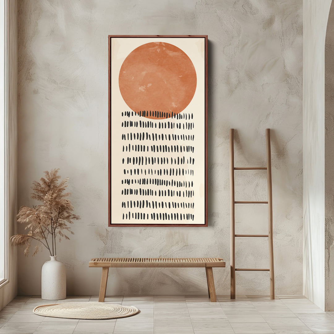 Vertical Wall Art Orange Circle Pattern Tall Canvas For Hallway