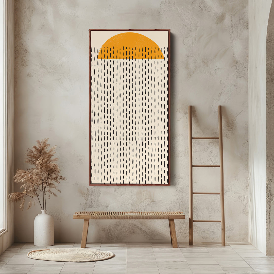 Vertical Wall Art Half Sun Pattern Vertical Canvas For Bedroom