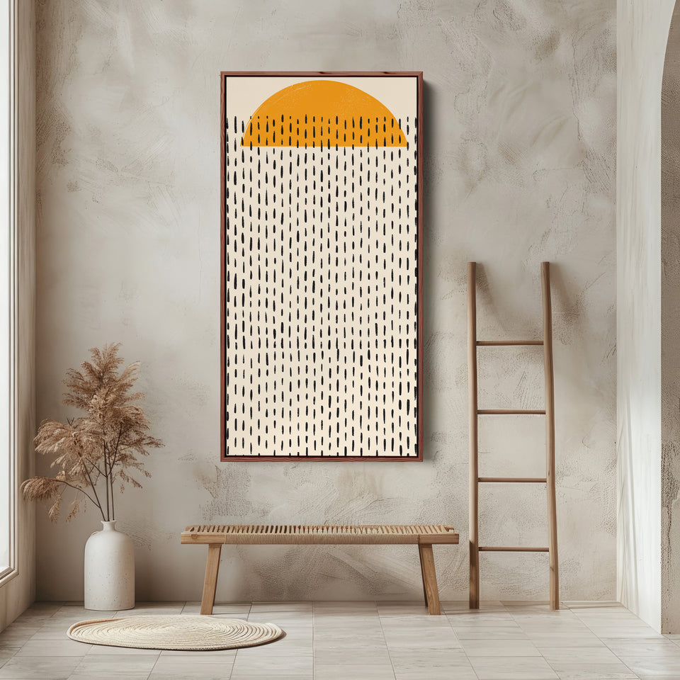 Vertical Wall Art Half Sun Pattern Vertical Canvas For Bedroom