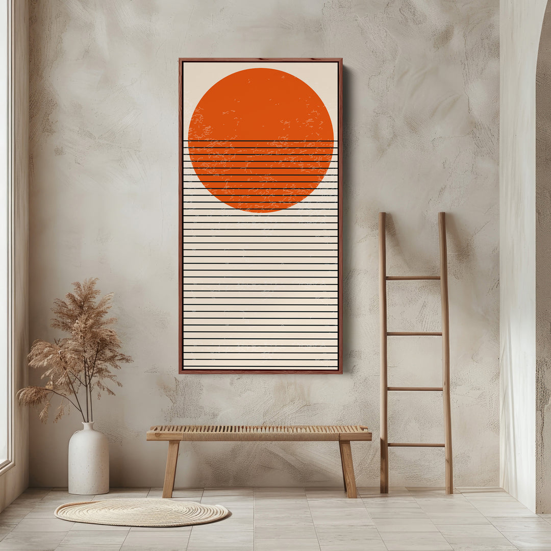 Narrow Wall Art Striped Sun Vertical Canvas For Living Room