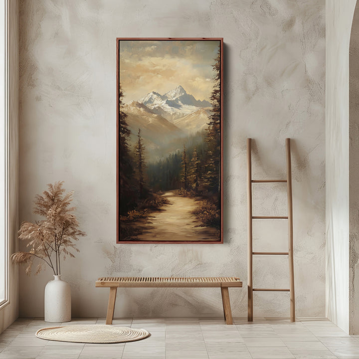 Portrait Wall Art Mountain Path Tall Canvas For Living Room
