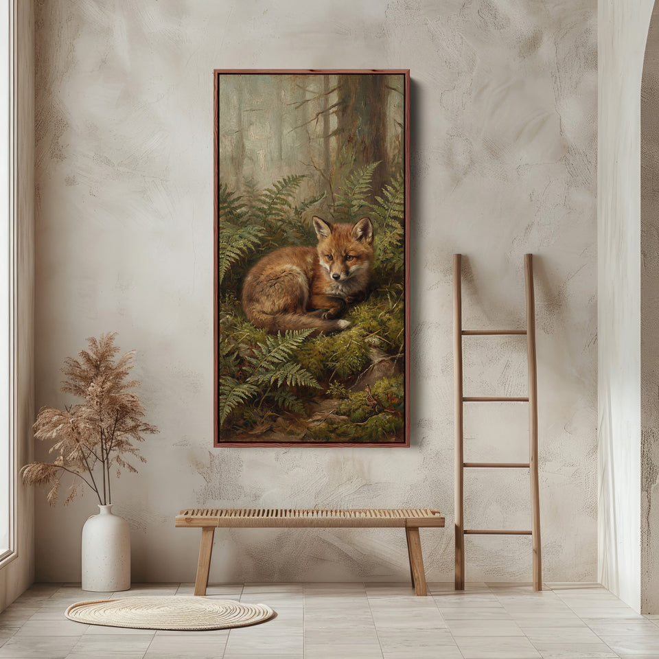 Fox Forest Portrait Large Vertical Wall Art Tall Canvas For Hallway