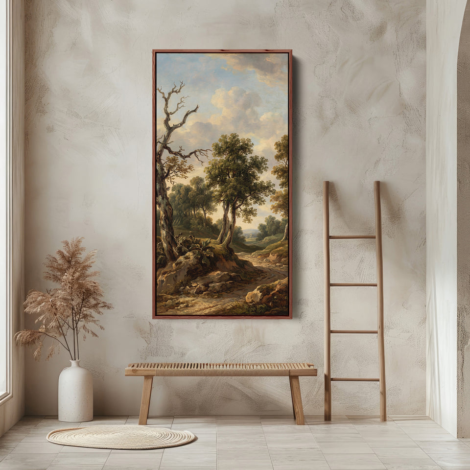 Classical Woodland Landscape Tall Framed Canvas For Hallway