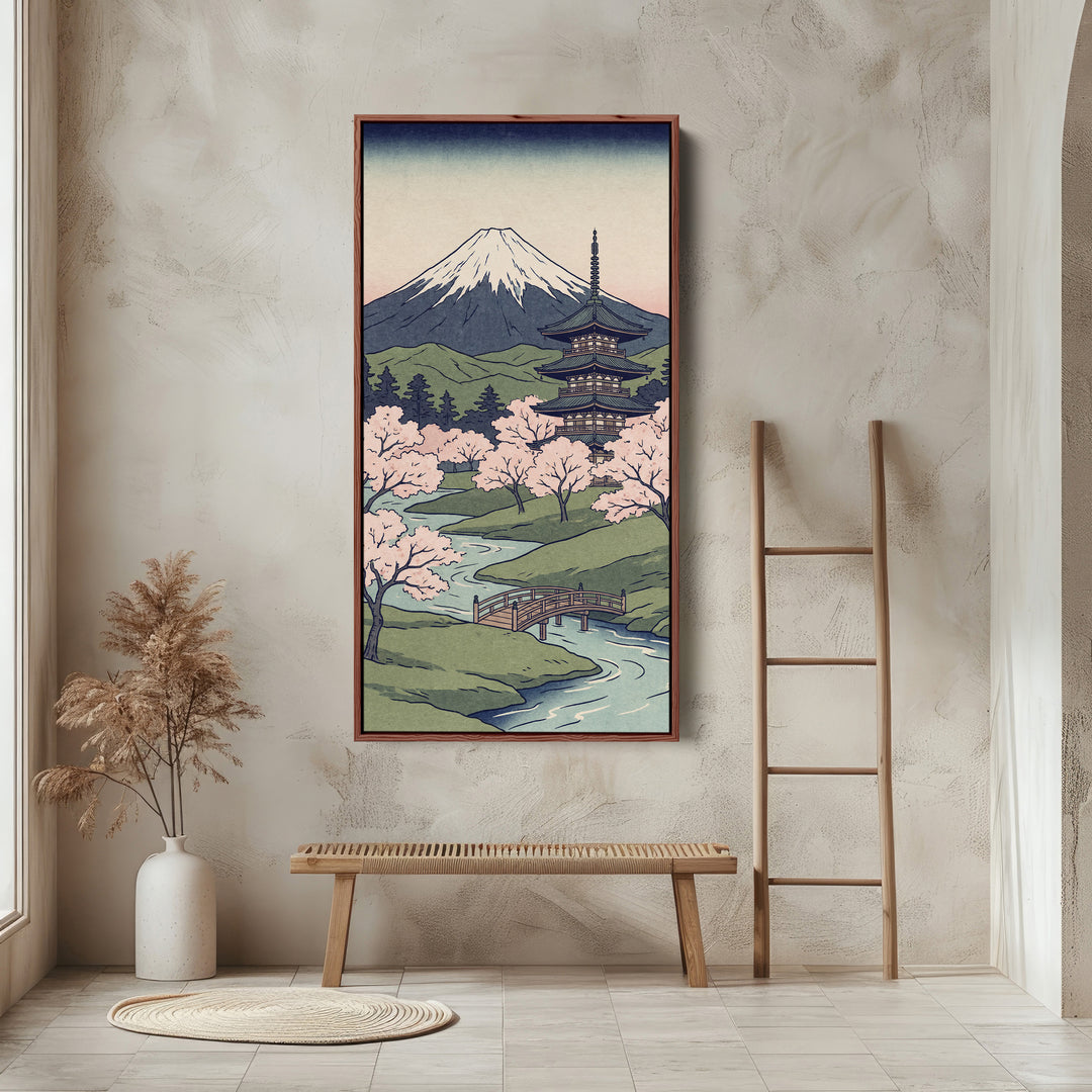 Tall Wall Art Mount Fuji Pagoda Portrait Wall Art For Bedroom
