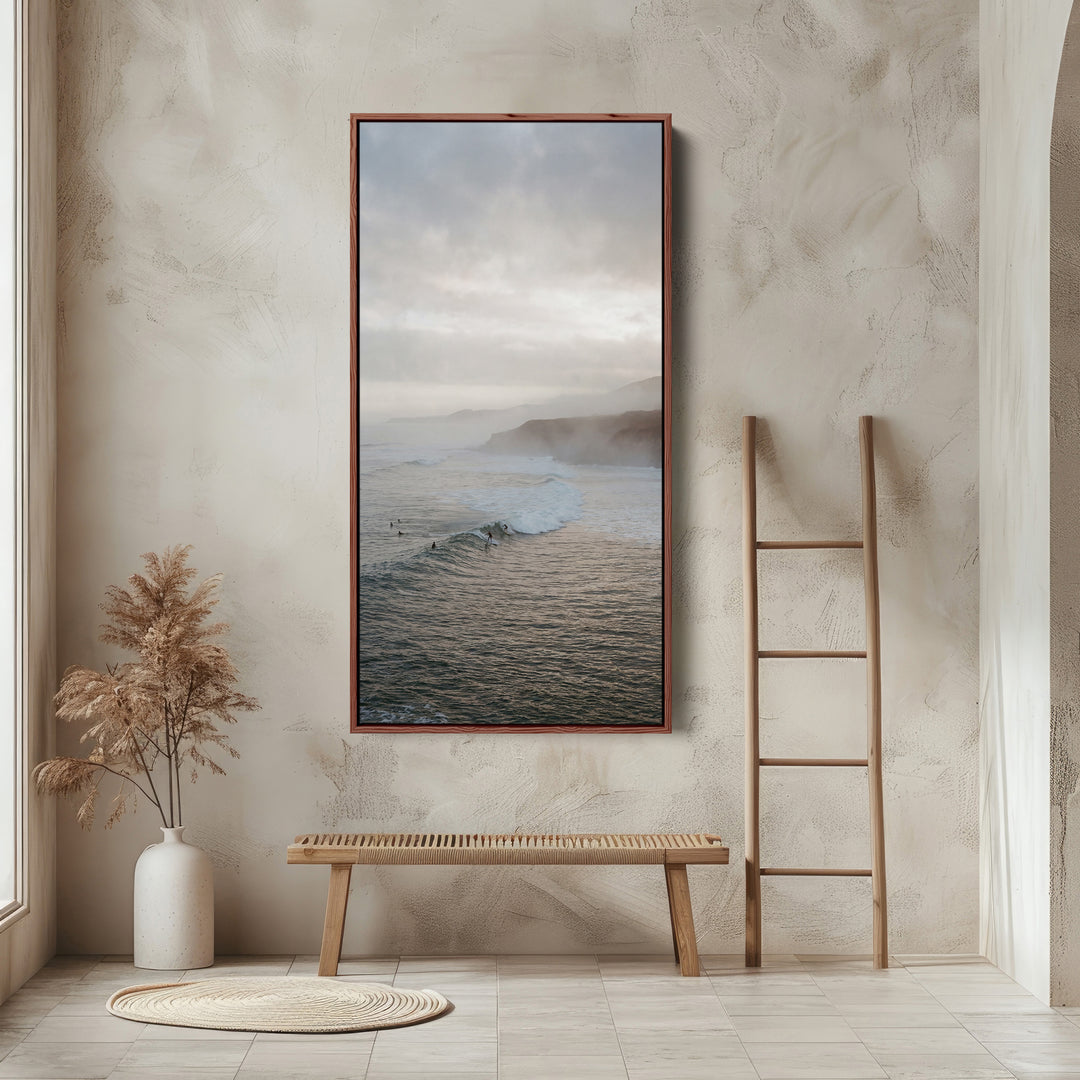 Large Vertical Wall Art Long Wall Art Ocean Waves With Cliffs For Hallway