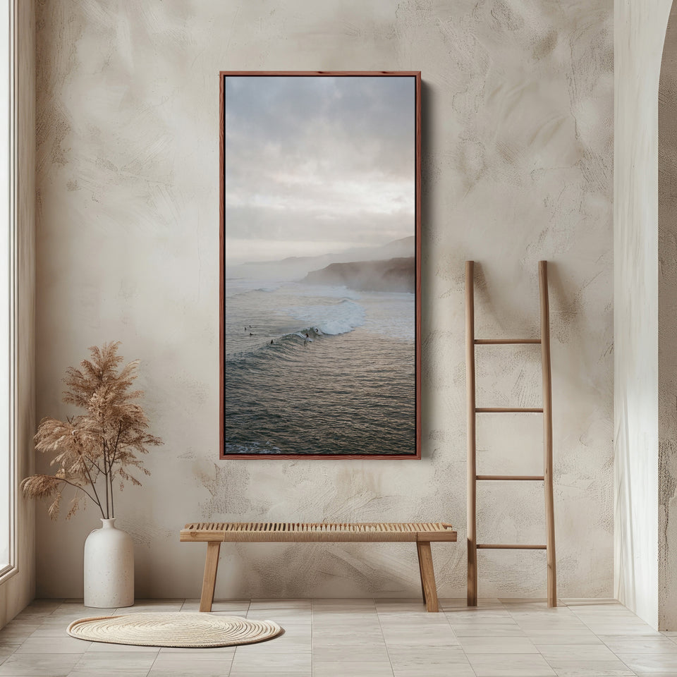 Large Vertical Wall Art Long Wall Art Ocean Waves With Cliffs For Hallway