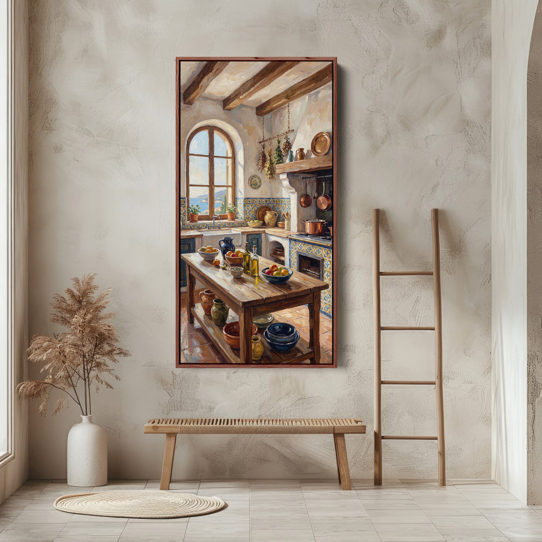 Long Wall Art Rustic Kitchen Interior Tall Canvas For Kitchen