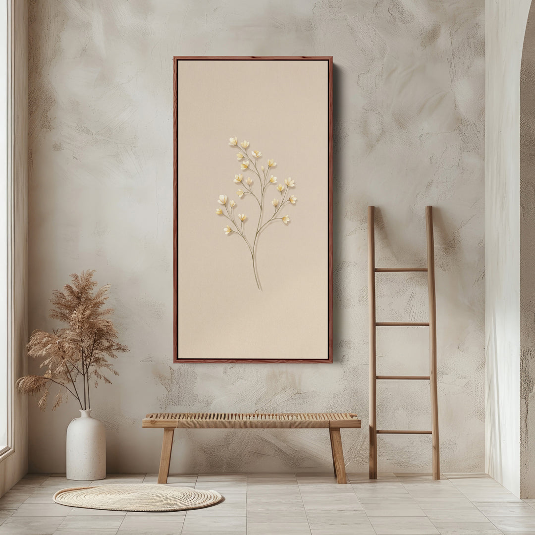 Large Vertical Wall Art Single Flowering Stem Tall Canvas For Bedroom