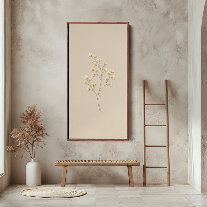Large Vertical Wall Art Single Flowering Stem Tall Canvas For Bedroom