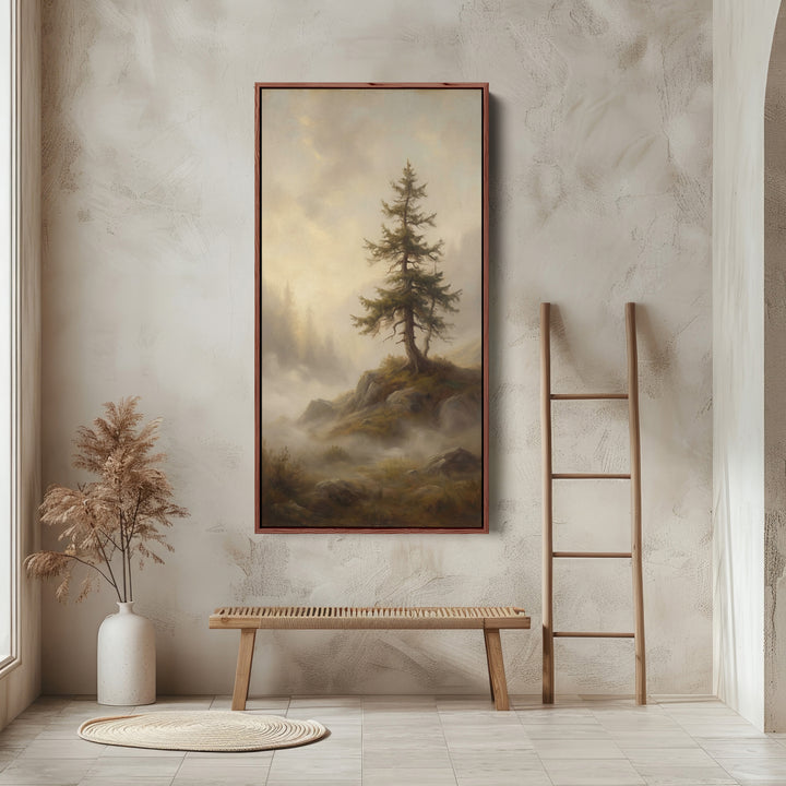 Large Vertical Wall Art Tall Narrow Canvas Lone Pine On Rocky Hill For Hallway