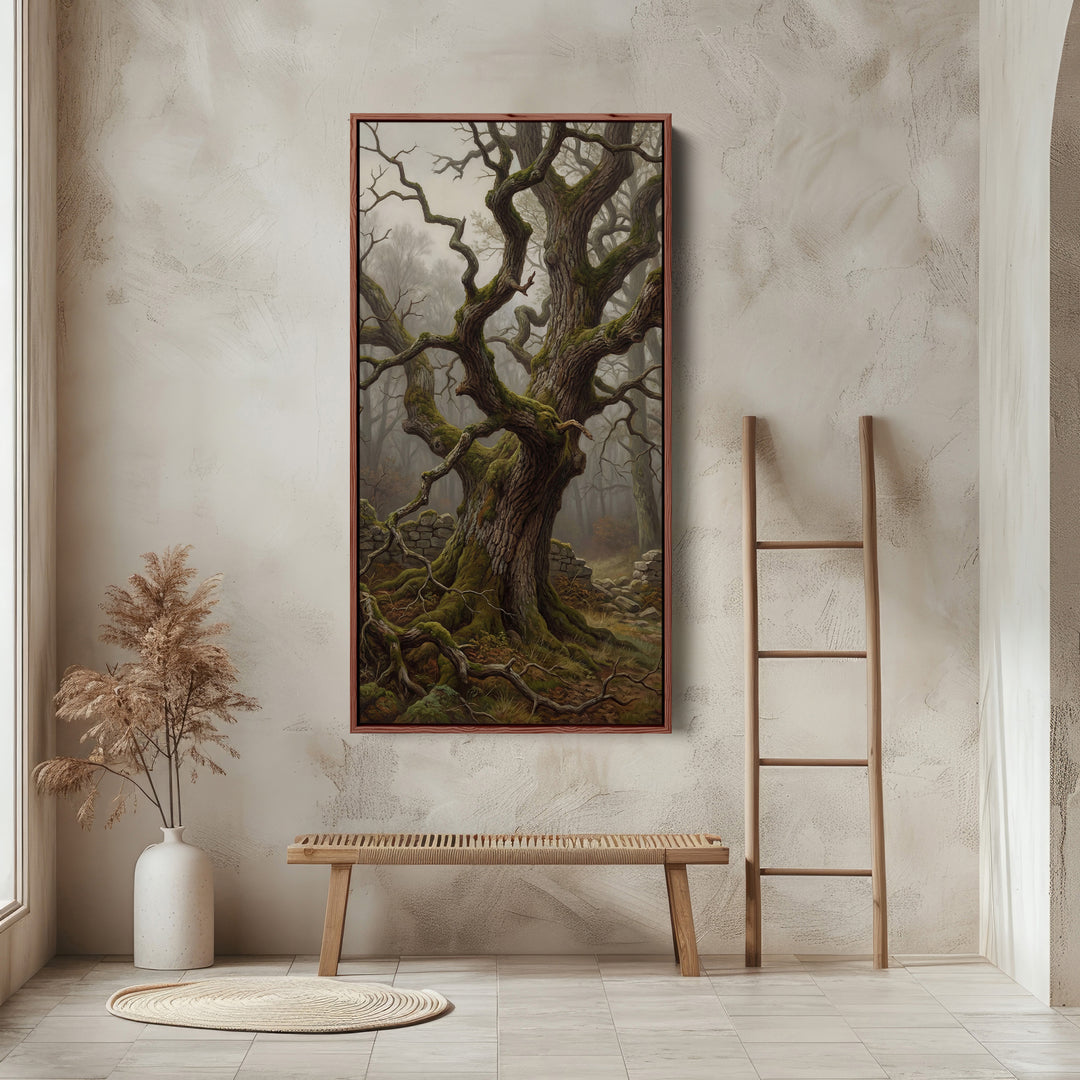 Tall Framed Canvas Twisted Tree Forest Scene Tall Canvas For Living Room