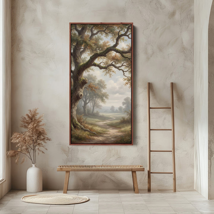 Vertical Wall Art Oak Branches Over Path Large Vertical Wall Art For Hallway