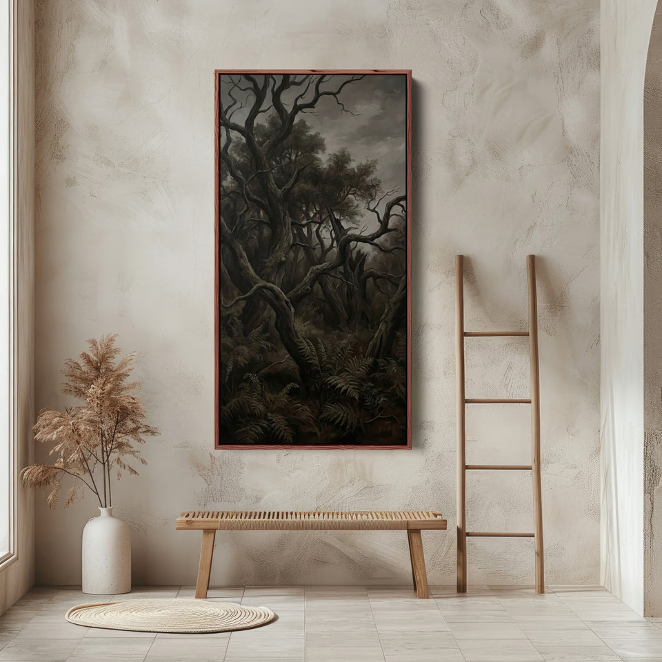 Tall Wall Art Dark Twisted Forest Portrait Wall Art For Kitchen