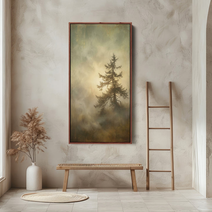 Large Vertical Wall Art Portrait Wall Art Pine Tree In Foggy Light For Hallway
