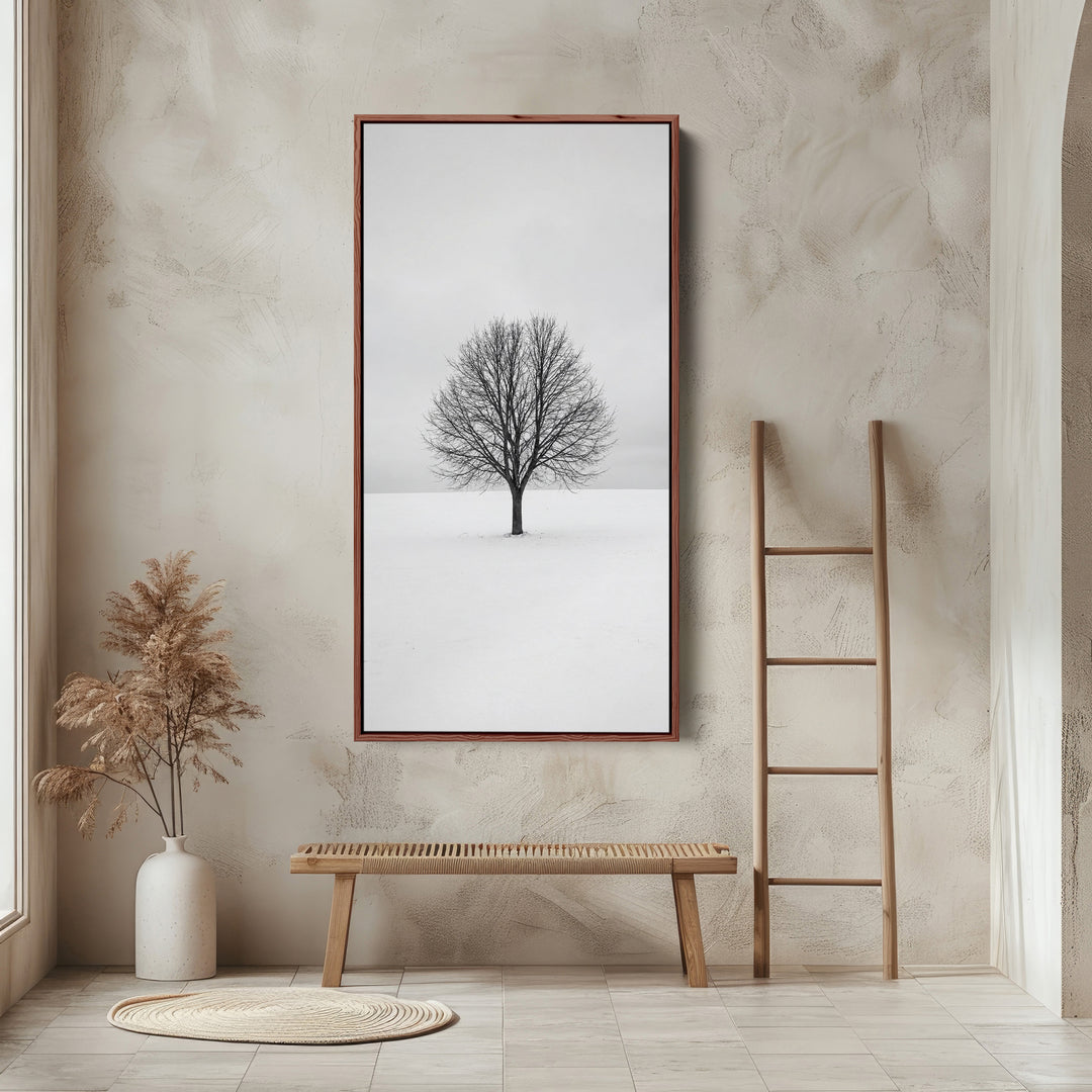 Long Wall Art Bare Tree In Snow Portrait Wall Art For Kitchen