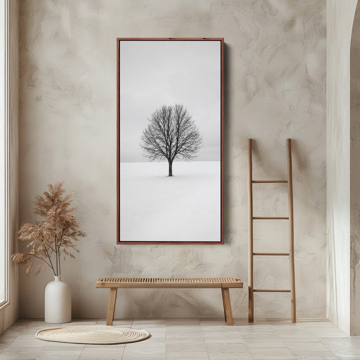 Long Wall Art Bare Tree In Snow Portrait Wall Art For Kitchen