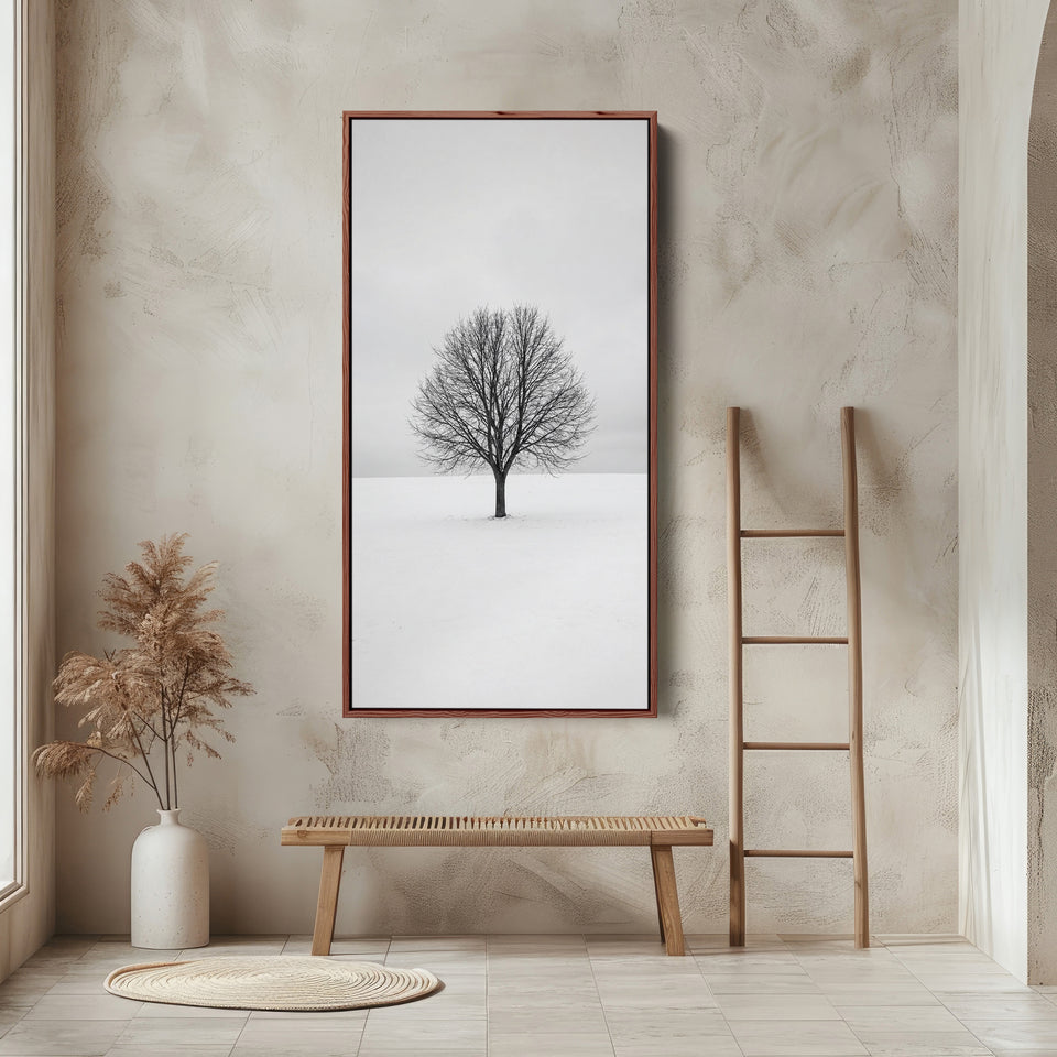 Long Wall Art Bare Tree In Snow Portrait Wall Art For Kitchen