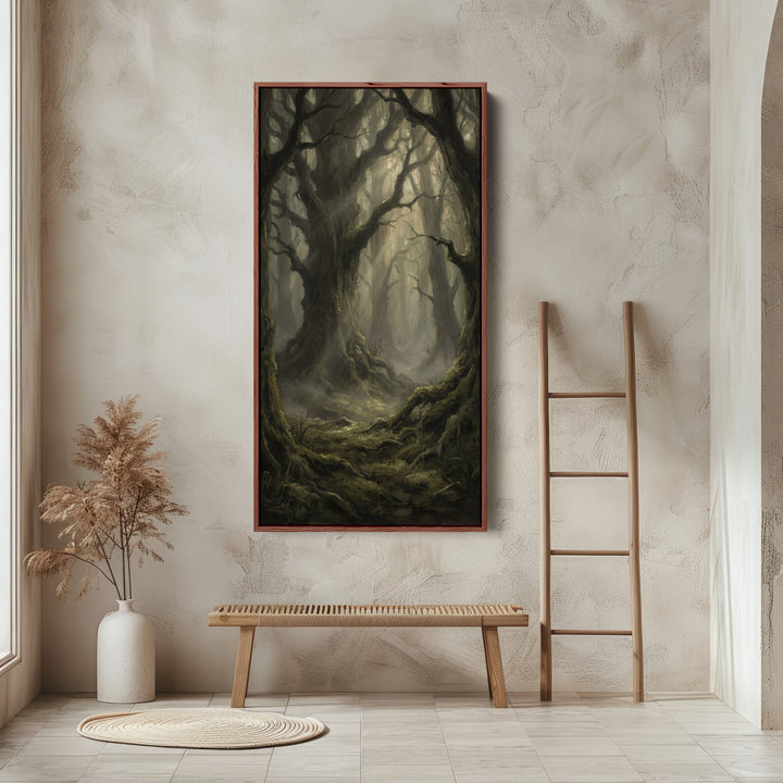 Large Vertical Wall Art Dark Forest With Moss Portrait Wall Art For Kitchen