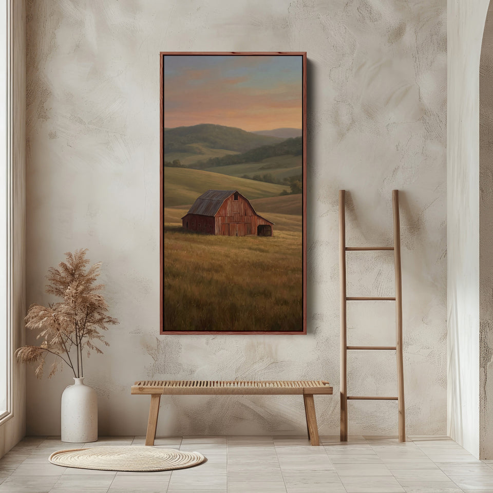 Tall Wall Art Red Barn Countryside Tall Canvas For Kitchen