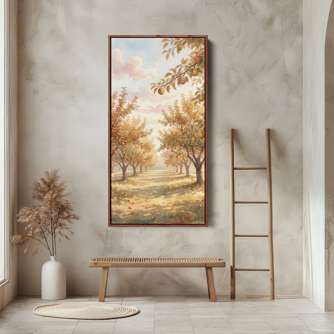 Large Vertical Wall Art Narrow Wall Art Sunlit Orchard Trees For Hallway