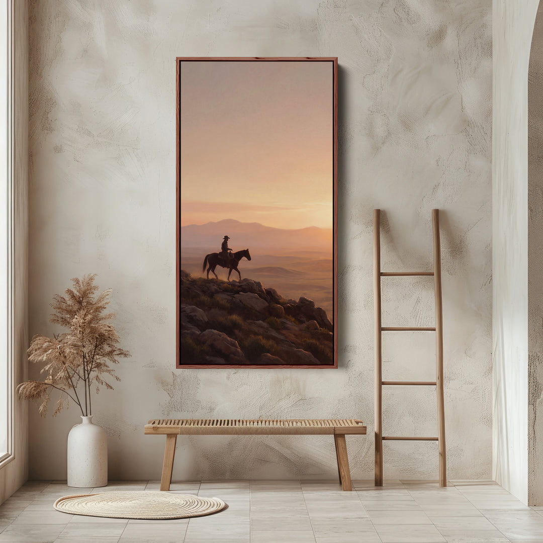 Portrait Wall Art Rider On Rocky Ridge Large Vertical Wall Art For Kitchen