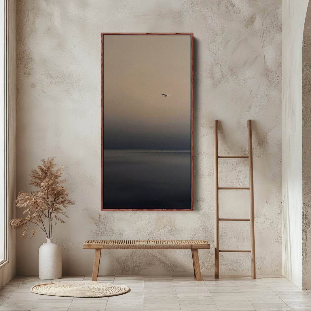Large Vertical Wall Art Tall Wall Art Minimal Horizon With Birds For Hallway
