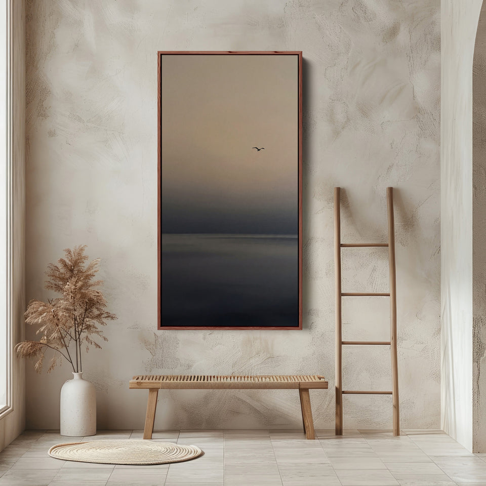 Large Vertical Wall Art Tall Wall Art Minimal Horizon With Birds For Hallway