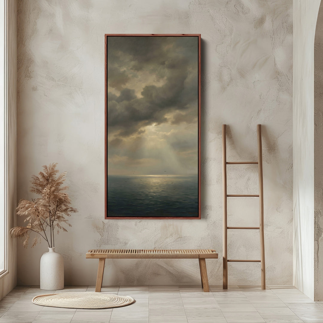 Vertical Wall Art For Office Storm Clouds Over Sea Vertical Canvas