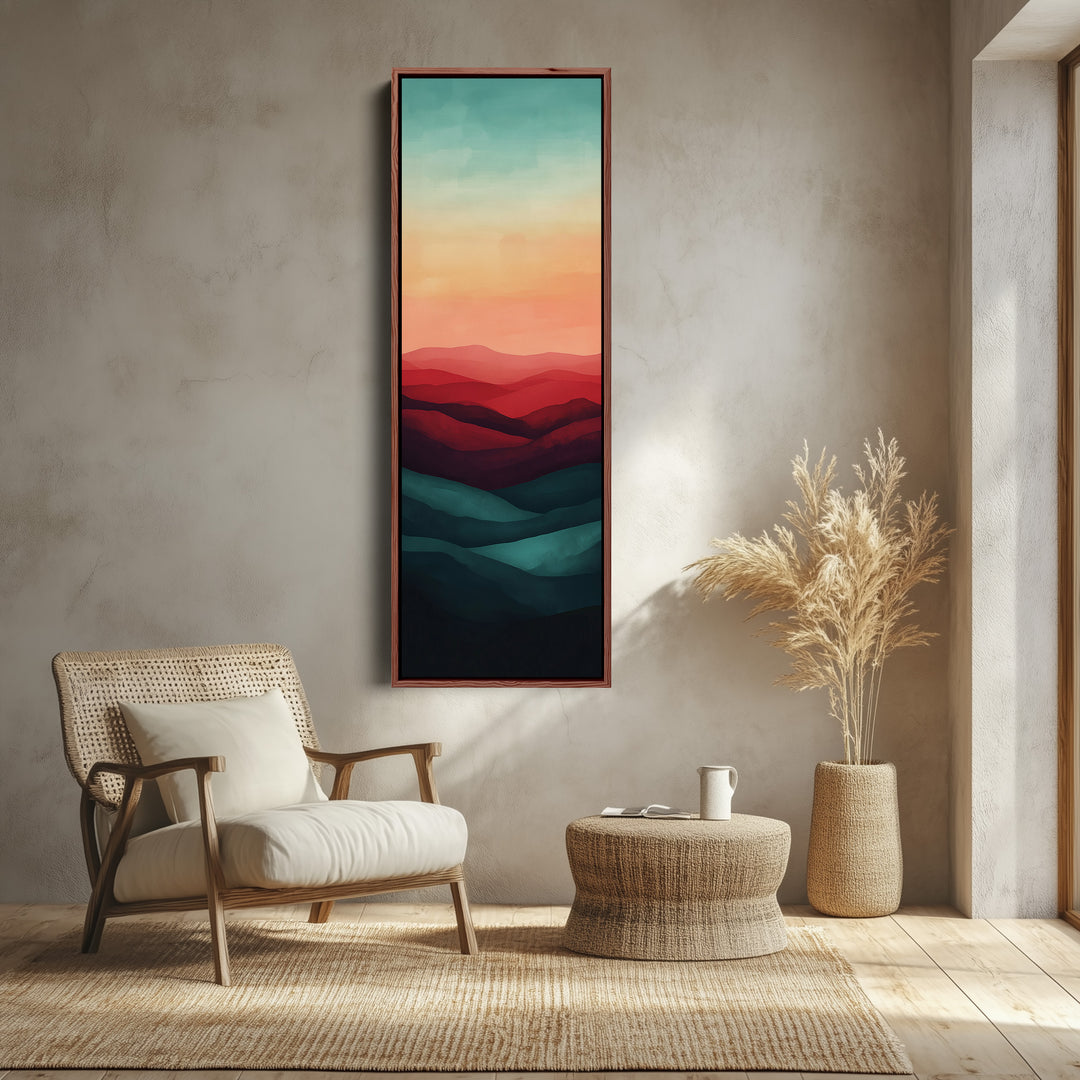 Minimalistische Sonnenuntergang Vertikale Lange Wandkunst