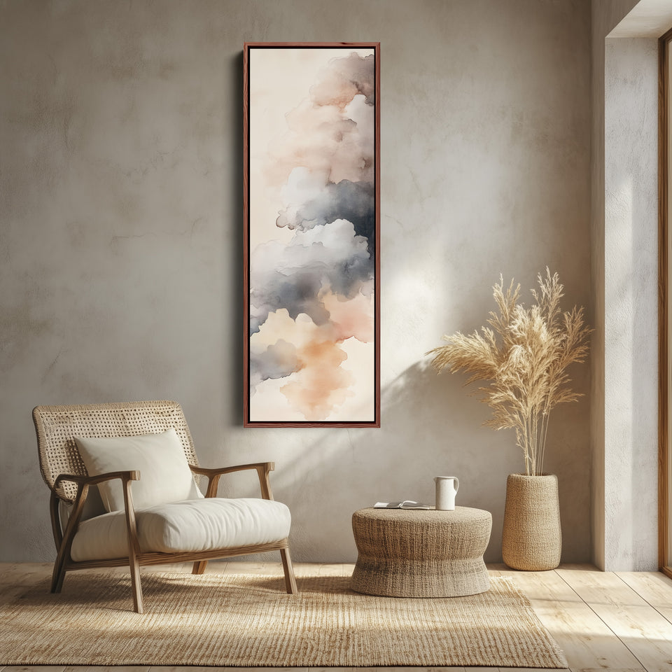 Illustration murale verticale de nuages, fine et haute.