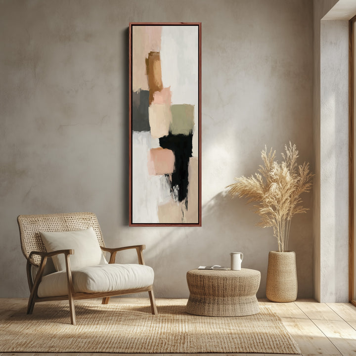 Minimalistische neutrale beige abstrakte vertikale Wanddekoration